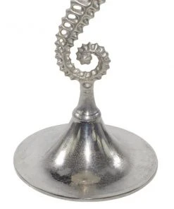 Grayson Lane 29-in x 16-in Silver Aluminum Coastal Round End Table with Seahorse Sculpture -GRAYSON LANE shop 330945166 AlternateImage3 l