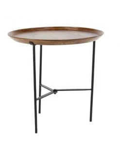 Grayson Lane 19-in x 10-in Brown Mango Wood Traditional Round End Table with Iron Base -GRAYSON LANE shop 330945170 AlternateImage2 l