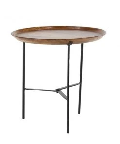 Grayson Lane 19-in x 10-in Brown Mango Wood Traditional Round End Table with Iron Base -GRAYSON LANE shop 330945170 AlternateImage3 l