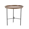 Grayson Lane 19-in x 10-in Brown Mango Wood Traditional Round End Table with Iron Base
