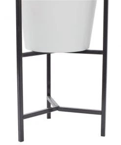 Grayson Lane 15-in W x 27-in H Modern White Metal Round Planters with Black Stands - Set of 3 -GRAYSON LANE shop 330945173 AlternateImage3 l