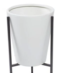 Grayson Lane 15-in W x 27-in H Modern White Metal Round Planters with Black Stands - Set of 3 -GRAYSON LANE shop 330945173 AlternateImage4 l