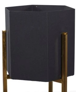 Grayson Lane 11-in W x 25-in H Contemporary Gold/Black Metal Round Planters - Set of 2 -GRAYSON LANE shop 330945183 AlternateImage3 l