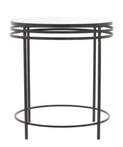 Grayson Lane 20-in x 18-in Grey Metal Contemporary Round End Table