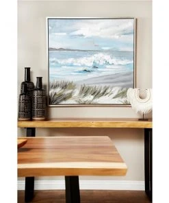 Grayson Lane Gold Wood Framed 40-in H x 40-in W Coastal Resin Painting -GRAYSON LANE shop 330945190 AlternateImage2 l