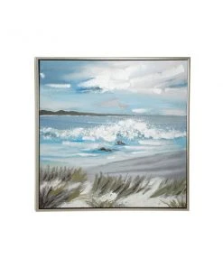 Grayson Lane Gold Wood Framed 40-in H x 40-in W Coastal Resin Painting