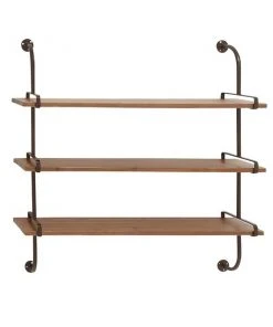 Grayson Lane 38-in x 38-in Brown Wood Industrial 3-Tier Shelf