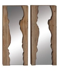Grayson Lane 31.40-in x 13.5-in Rectangle Brown Wall Mirror