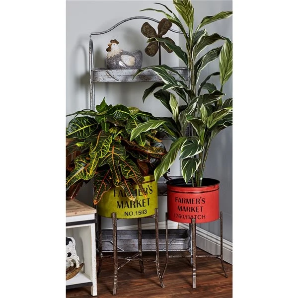 Grayson Lane 24-in x 55-in Grey Metal Farmhouse Plant Stand 2 Grayson Lane 24-in x 55-in Grey Metal Farmhouse Plant Stand - Image 2