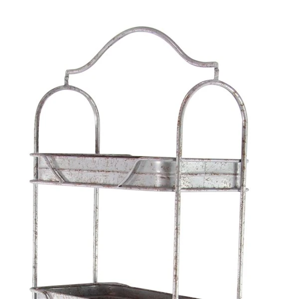 Grayson Lane 24-in x 55-in Grey Metal Farmhouse Plant Stand 3 Grayson Lane 24-in x 55-in Grey Metal Farmhouse Plant Stand - Image 3