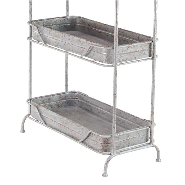 Grayson Lane 24-in x 55-in Grey Metal Farmhouse Plant Stand 4 Grayson Lane 24-in x 55-in Grey Metal Farmhouse Plant Stand - Image 4