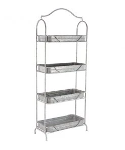 Grayson Lane 24-in x 55-in Grey Metal Farmhouse Plant Stand