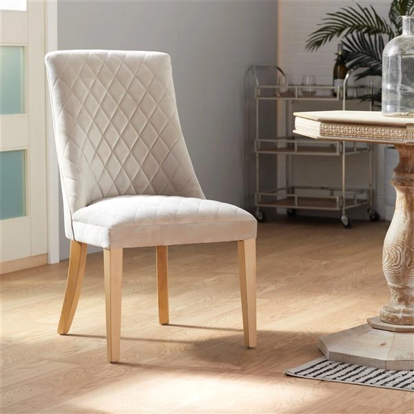 Grayson Lane Contemporary Polyester Diamond Pattern Upholstered 23.4-in W White/Light Brown Wood Dining Chair 2 Grayson Lane Contemporary Polyester Diamond Pattern Upholstered 23.4-in W White/Light Brown Wood Dining Chair - Image 2