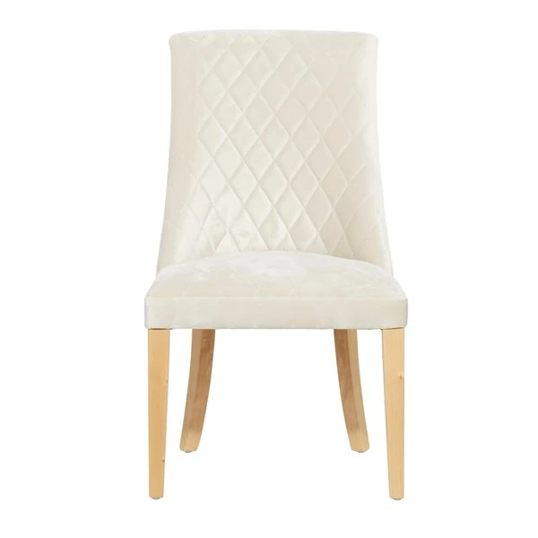 Grayson Lane Contemporary Polyester Diamond Pattern Upholstered 23.4-in W White/Light Brown Wood Dining Chair 5 Grayson Lane Contemporary Polyester Diamond Pattern Upholstered 23.4-in W White/Light Brown Wood Dining Chair - Image 5