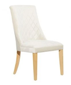 Grayson Lane Contemporary Polyester Diamond Pattern Upholstered 23.4-in W White/Light Brown Wood Dining Chair