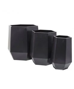 Grayson Lane 15.75-in W x 19.63-in H Modern Black Geometric Metal Round Planters - Set of 3 -GRAYSON LANE shop 330945229 AlternateImage5 l