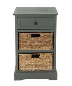 Grayson Lane 28-in x 16-in Blue Wood Traditional End Table with Storage Baskets -GRAYSON LANE shop 330945234 AlternateImage5 l