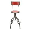 Grayson Lane Grey and Red Adjustable Height Swivel Bar Stool