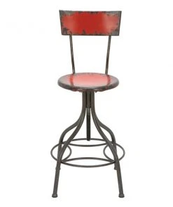 Grayson Lane Grey and Red Adjustable Height Swivel Bar Stool