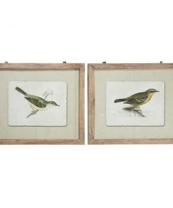 Grayson Lane Brown Wood Framed 23-in H x 27-in W Farmhouse Birds Wood Print - Set of 2