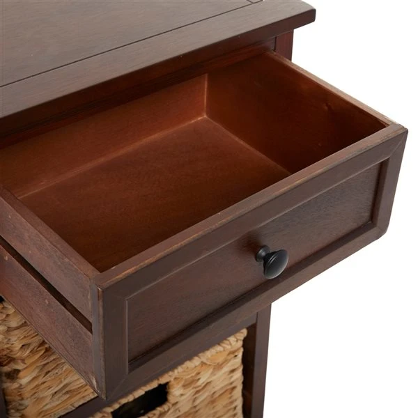 Grayson Lane 28-in x 16-in Brown Wood Traditional End Table with Storage Baskets 3 Grayson Lane 28-in x 16-in Brown Wood Traditional End Table with Storage Baskets - Image 3