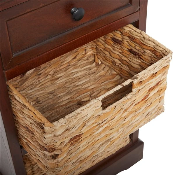 Grayson Lane 28-in x 16-in Brown Wood Traditional End Table with Storage Baskets 4 Grayson Lane 28-in x 16-in Brown Wood Traditional End Table with Storage Baskets - Image 4