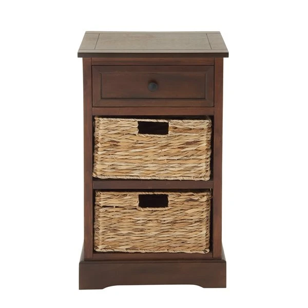 Grayson Lane 28-in x 16-in Brown Wood Traditional End Table with Storage Baskets 5 Grayson Lane 28-in x 16-in Brown Wood Traditional End Table with Storage Baskets - Image 5