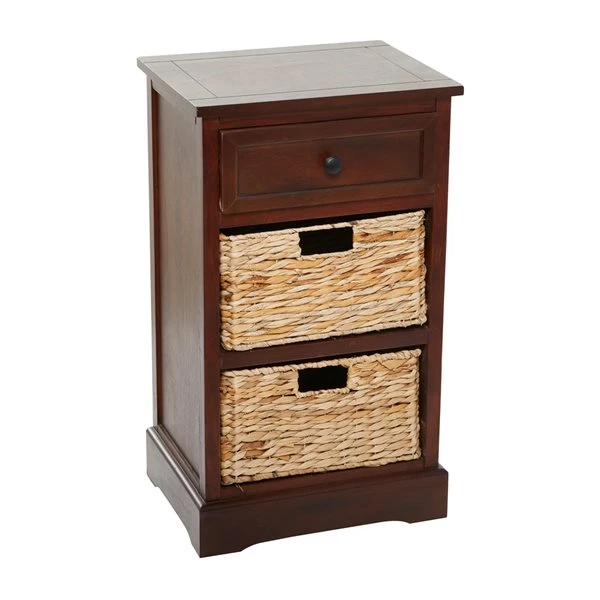 Grayson Lane 28-in x 16-in Brown Wood Traditional End Table with Storage Baskets 1 Grayson Lane 28-in x 16-in Brown Wood Traditional End Table with Storage Baskets