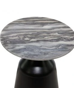 Grayson Lane 24-in x 17-in Black Marble Contemporary Round End Table -GRAYSON LANE shop 330945258 AlternateImage4 l
