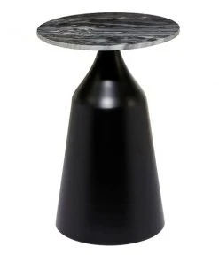 Grayson Lane 24-in x 17-in Black Marble Contemporary Round End Table