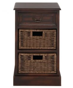 Grayson Lane 28-in x 16-in Maroon Wood Traditional End Table with Storage Baskets