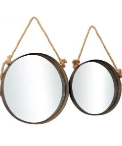 Grayson Lane 35.5-in x 24.10-in Round Brown Wall Mirror -GRAYSON LANE shop 330945266 AlternateImage5 l
