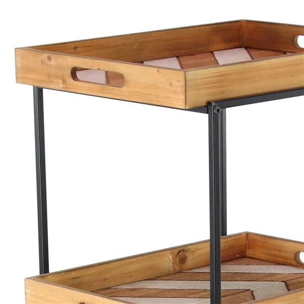 Grayson Lane Black Metal Base with Wood Top Kitchen Cart (32-in x 18-in) 4 Grayson Lane Black Metal Base with Wood Top Kitchen Cart (32-in x 18-in) - Image 4