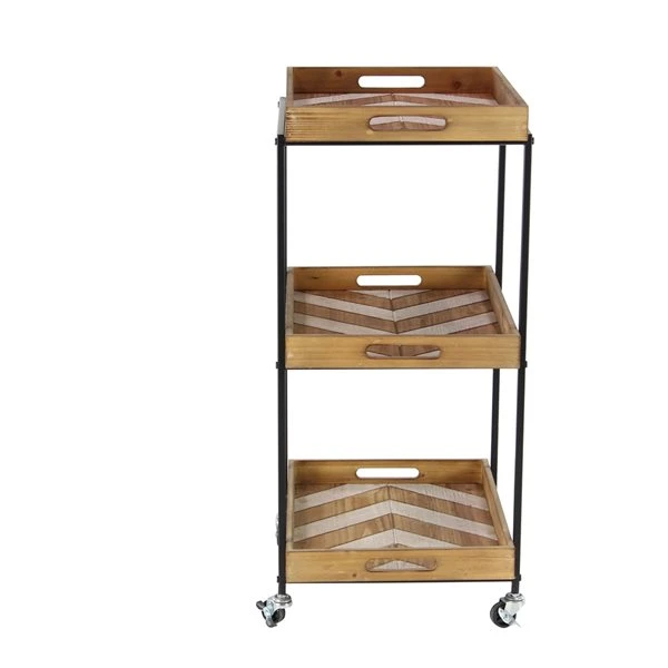 Grayson Lane Black Metal Base with Wood Top Kitchen Cart (32-in x 18-in) 5 Grayson Lane Black Metal Base with Wood Top Kitchen Cart (32-in x 18-in) - Image 5