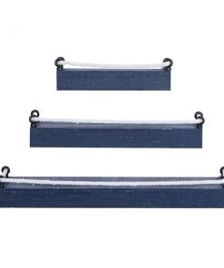 Grayson Lane 4 1/2-in Blue Wood Contemporary Wall-Mounted Shelves - Set of 3