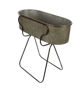 Grayson Lane 20-in W x 35-in H Farmhouse Silver Metal Oval Planter - Set of 1 -GRAYSON LANE shop 330945281 AlternateImage5 l