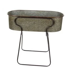 Grayson Lane 20-in W x 35-in H Farmhouse Silver Metal Oval Planter - Set of 1