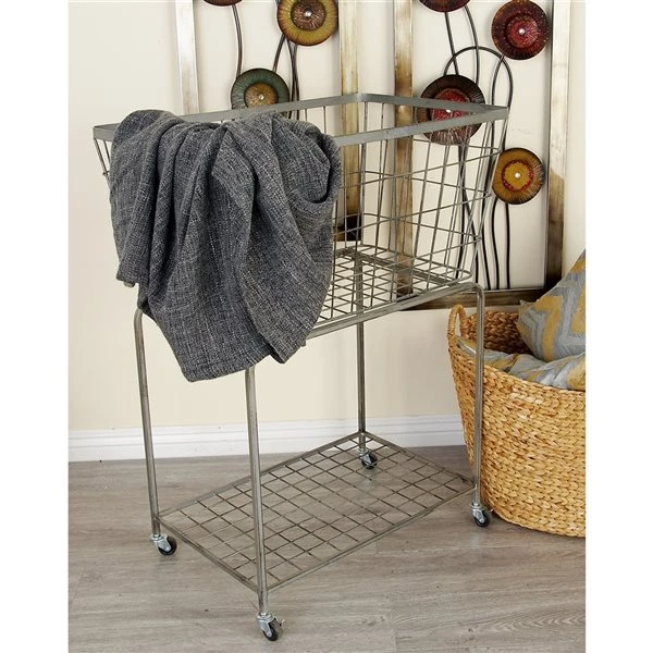 Grayson Lane Grey Metal Storage Cart (36-in x 28-in) 2 Grayson Lane Grey Metal Storage Cart (36-in x 28-in) - Image 2