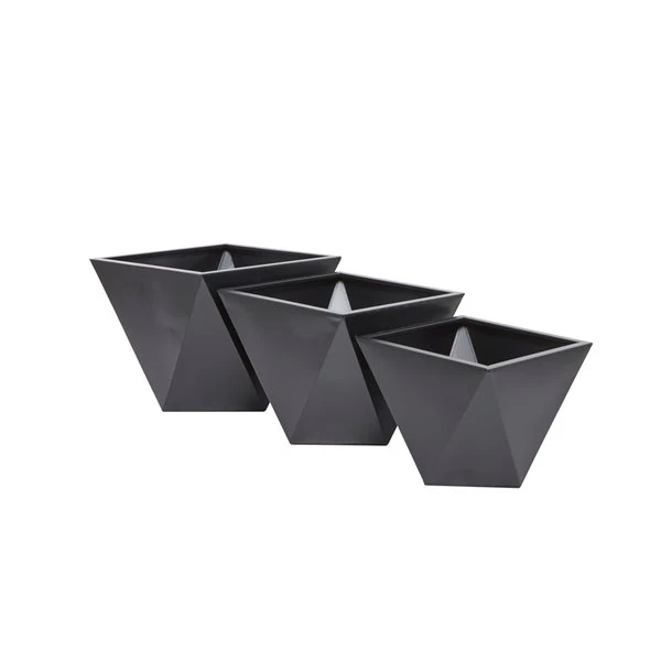 Grayson Lane 18.55-in W x 14.45-in H Modern Black Metal Square Planters - Set of 3 4 Grayson Lane 18.55-in W x 14.45-in H Modern Black Metal Square Planters - Set of 3 - Image 4
