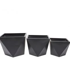 Grayson Lane 18.55-in W x 14.45-in H Modern Black Metal Square Planters - Set of 3