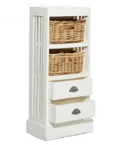 Grayson Lane 36-in x 17-in White Wood 2-Drawer End Table with Rattan Baskets -GRAYSON LANE shop 330945291 AlternateImage3 l