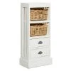 Grayson Lane 36-in x 17-in White Wood 2-Drawer End Table with Rattan Baskets