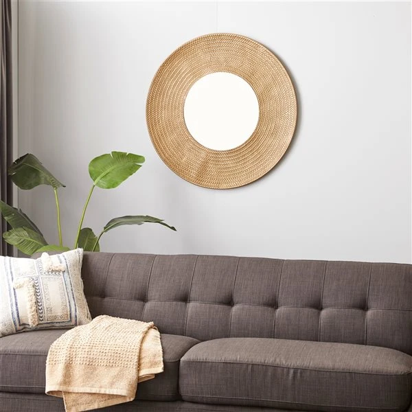 Grayson Lane 35.5-in x 35.5-in Round Gold Wall Mirror 2 Grayson Lane 35.5-in x 35.5-in Round Gold Wall Mirror - Image 2