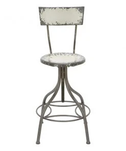 Grayson Lane Grey and Beige Adjustable Height Swivel Bar Stool