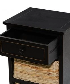 Grayson Lane 28-in x 16-in Black Wood Traditional End Table with Storage Baskets -GRAYSON LANE shop 330945313 AlternateImage3 l