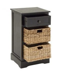 Grayson Lane 28-in x 16-in Black Wood Traditional End Table with Storage Baskets -GRAYSON LANE shop 330945313 AlternateImage5 l