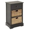 Grayson Lane 28-in x 16-in Black Wood Traditional End Table with Storage Baskets