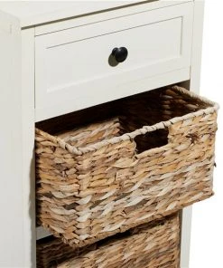 Grayson Lane 28-in x 16-in White Wood Traditional End Table with Storage Baskets -GRAYSON LANE shop 330945314 AlternateImage3 l