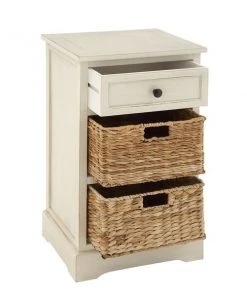 Grayson Lane 28-in x 16-in White Wood Traditional End Table with Storage Baskets -GRAYSON LANE shop 330945314 AlternateImage6 l