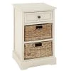 Grayson Lane 28-in x 16-in White Wood Traditional End Table with Storage Baskets